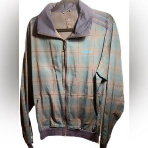 Vintage Adidas casual light athletic streetwear lng sleeve tartan print jacket M